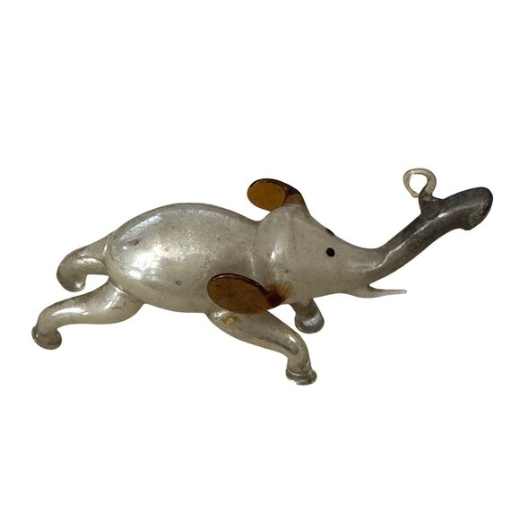 Antique Blown Glass Elephant Ornament Lauscha Germany Bimini Style Clear/Brown 4 - Picture 1 of 6